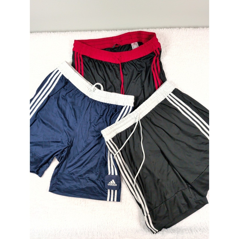 Adidas Mens Basketball Shorts 2XL XXL Lot 3 Athletic Workout Black Navy Red